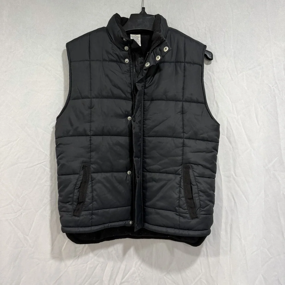 Old Navy Boys Quilted Puffer Vest Full Zip Black Size 10